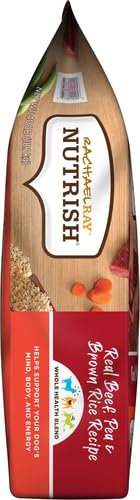 Rachael Ray Nutrish Premium Natural Dry Dog Food with Added Vitamins, Minerals & Taurine, Real Beef, Pea, & Brown Rice Recipe, 40 Pounds (Packaging May Vary)-UPStoxs