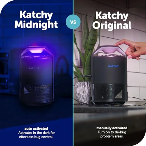 Katchy Indoor Insect Trap - Catcher & Killer for Mosquitos, Gnats, Moths, Fruit Flies - Non-Zapper Traps for Inside Your Home - Catch Insects Indoors with Suction, Bug Light & Sticky Glue (Black)-UPStoxs