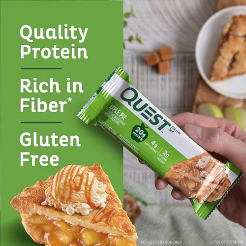 Quest Nutrition Apple Pie Protein Bar, 20g Protein, 4g Net Carbs, 2g Sugar, Gluten Free, Keto Friendly, 12 Count-UPStoxs