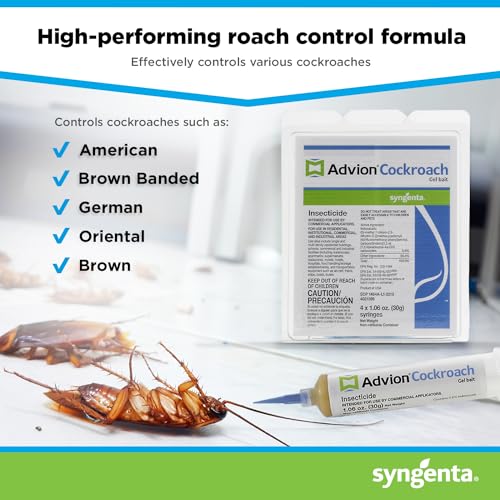 Advion Cockroach Gel Bait, 4 Tubes x 30-Grams, 4 Plunger and 4 Tips, German Roach Insect Pest Control, Indoor and Outdoor Use, Roach Killer Gel for American, German and Other Major Cockroach Species-UPStoxs