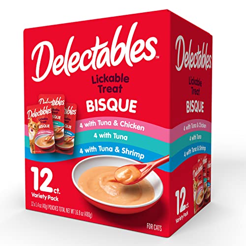 Delectables Bisque Lickable Wet Cat Treats - Chicken, Tuna & Shrimp, 12 count-UPStoxs
