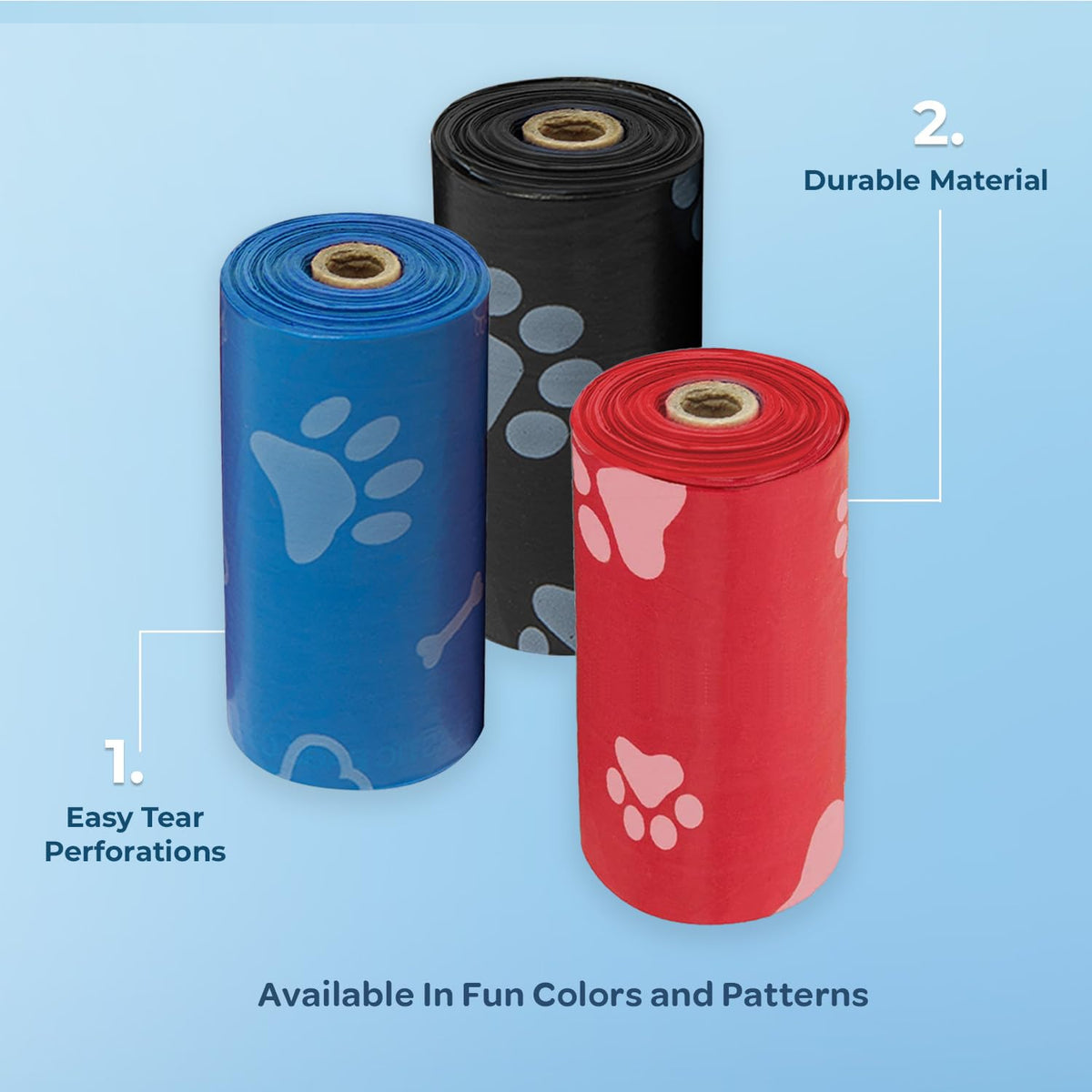 Best Pet Supplies Dog Poop Bags (150 Bags) for Waste Refuse Cleanup, Doggy Roll Replacements for Outdoor Puppy Walking and Travel, Leak Proof and Tear Resistant, Thick Plastic - Assorted Colors-UPStoxs