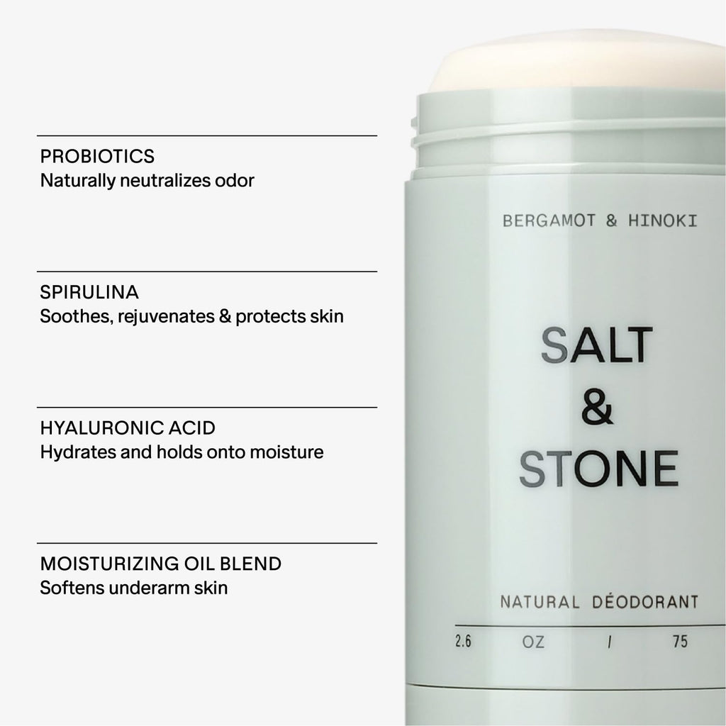 SALT & STONE Natural Aluminum-Free Deodorant with Bergamot & Hinoki - For Men & Women-UPStoxs