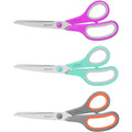Scissors, iBayam 8" All Purpose Scissors Bulk 3-Pack, Ultra Sharp 2.5mm Thick Blade Shears Comfort-Grip Scissors for Office Desk Accessories Sewing Fabric Home Craft School Supplies, Right/Left Handed-UPStoxs