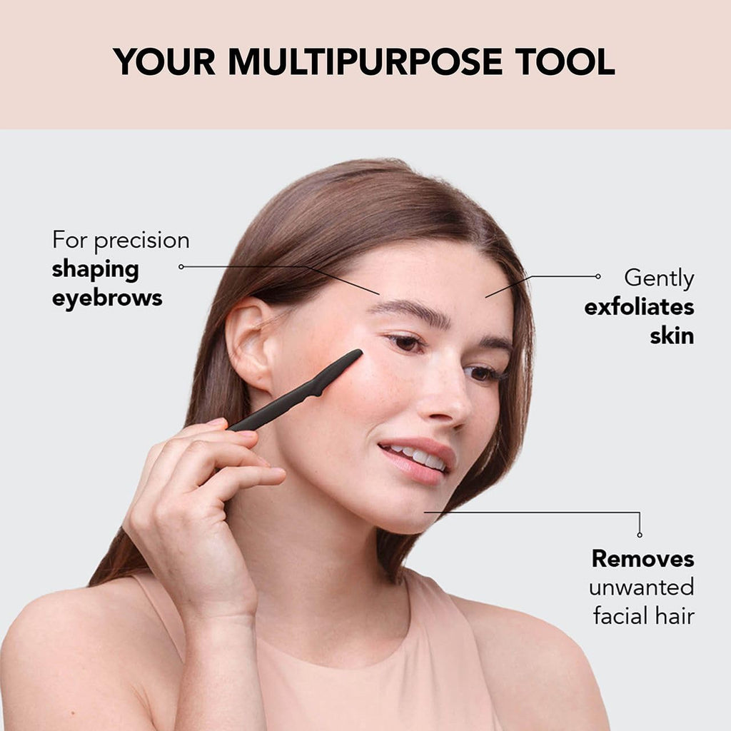 Kitsch Dermaplaning Tool - Face Razors for Women and Men, Eyebrow Trimmer & Face Shaver for Women, Facial Hair Removal for Women and Men, Dermaplane Razor for Women Face, 12 pc (Black)-UPStoxs