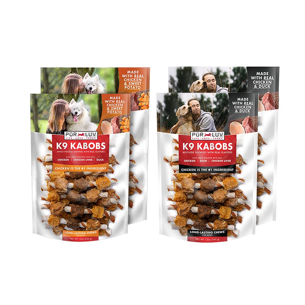 Pur Luv K9 Kabob Real Chicken, Duck, and Sweet Potato Dog Treats, Made with Real Chicken and Sweet Potato, Healthy, Easily Digestible, Long Lasting, and High Protein Dog Treat, 48 oz-UPStoxs