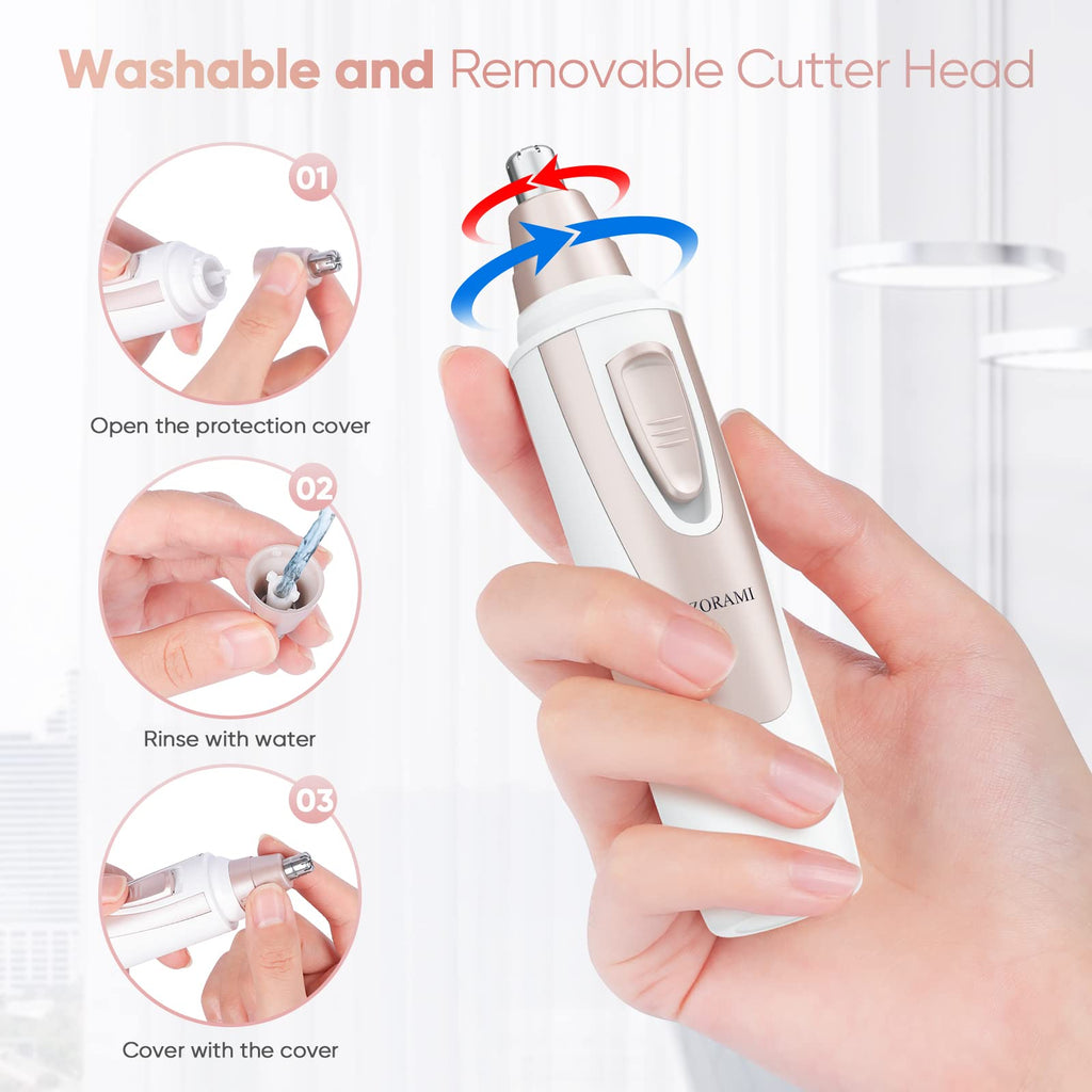 Ear and Nose Hair Trimmer Clipper - 2024 Professional Painless Eyebrow & Facial Hair Trimmer for Men Women, Battery-Operated Trimmer with IPX7 Waterproof, Dual Edge Blades for Easy Cleansing Pink-UPStoxs
