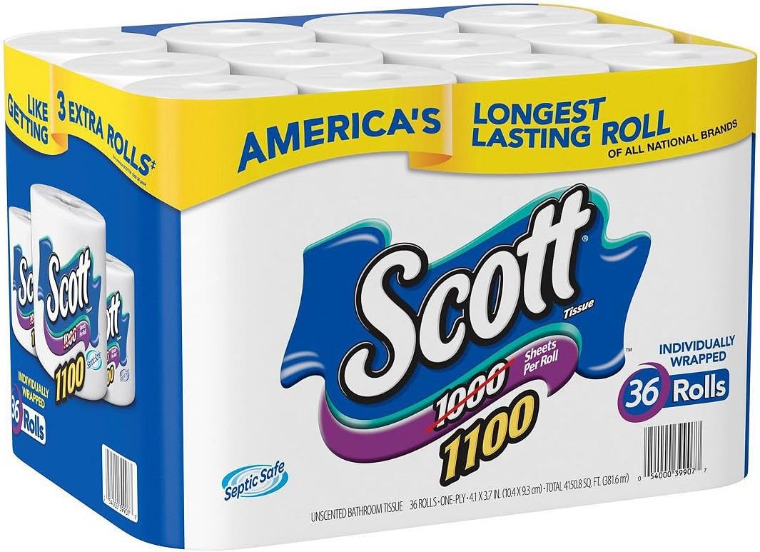 Scott 1100 1-Ply Toilet Paper 36 rolls, 1100 sheets/roll