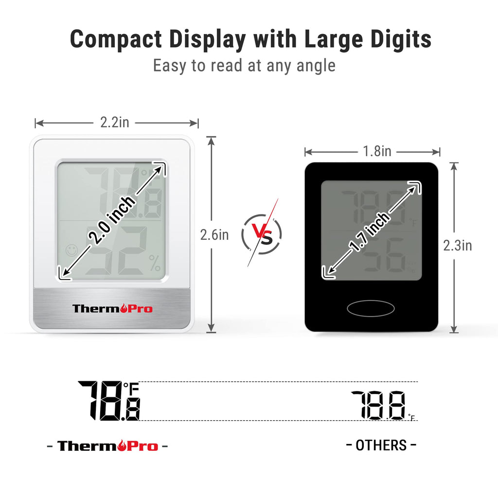 ThermoPro TP49 Digital Hygrometer Indoor Thermometer Humidity Meter Room Thermometer with Temperature and Humidity Monitor Mini Hygrometer Thermometer-UPStoxs