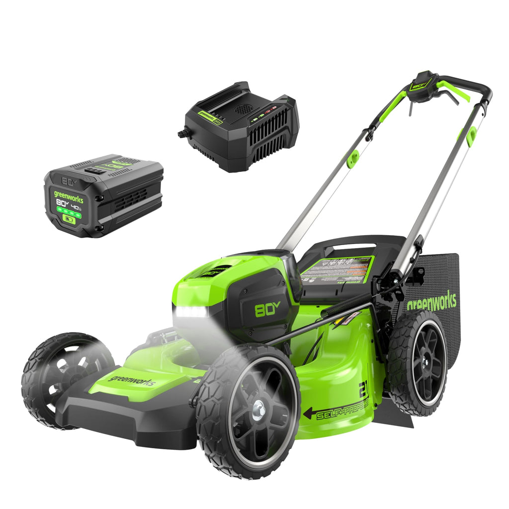 Greenworks 80V 21 in Self-Propelled Lawn Mower, 4.0 Ah Battery and Charger