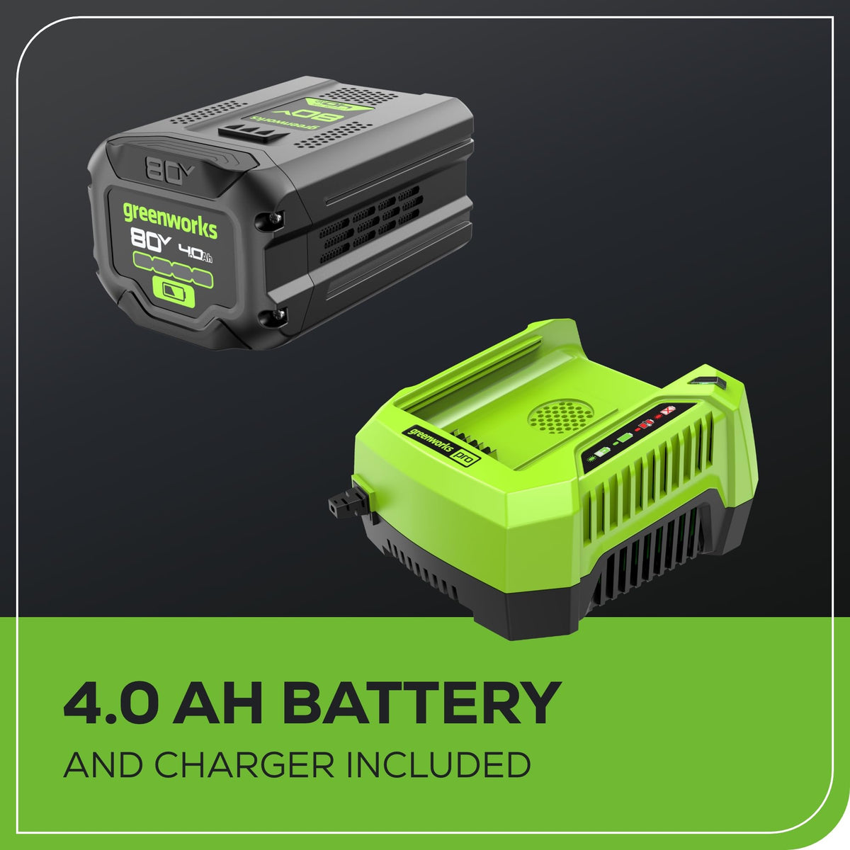 Greenworks 80V 21 in Self-Propelled Lawn Mower, 4.0 Ah Battery and Charger