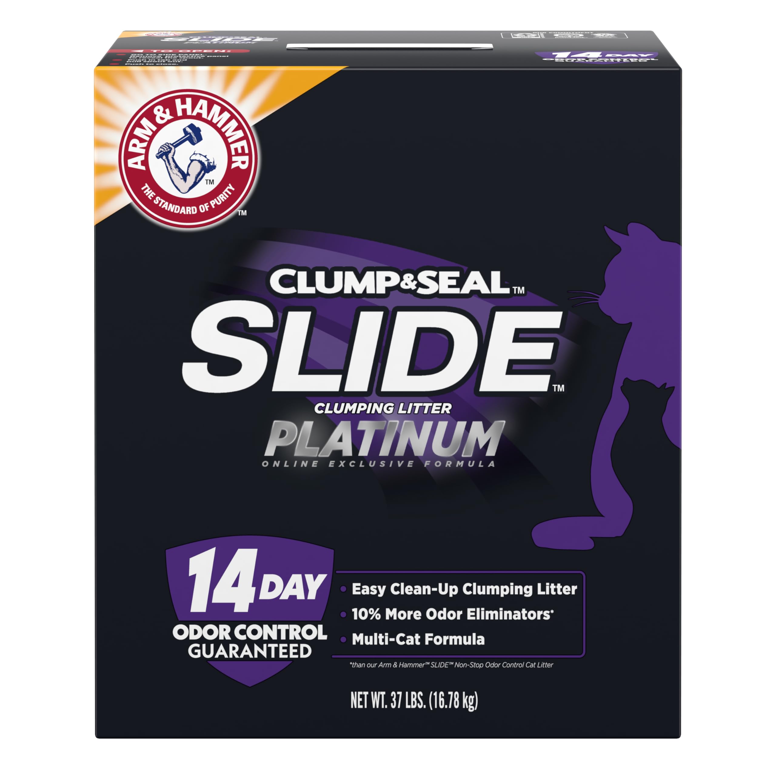 Arm & Hammer Platinum SLIDE Easy Clean, Clumping Litter, Multi-Cat, 37 Lbs-UPStoxs