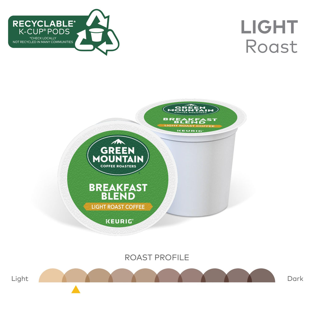Green Mountain Coffee Roasters Breakfast Blend Single-Serve Keurig K-Cup Pods, Light Roast Coffee, 96 Count (4 Packs of 24)-UPStoxs