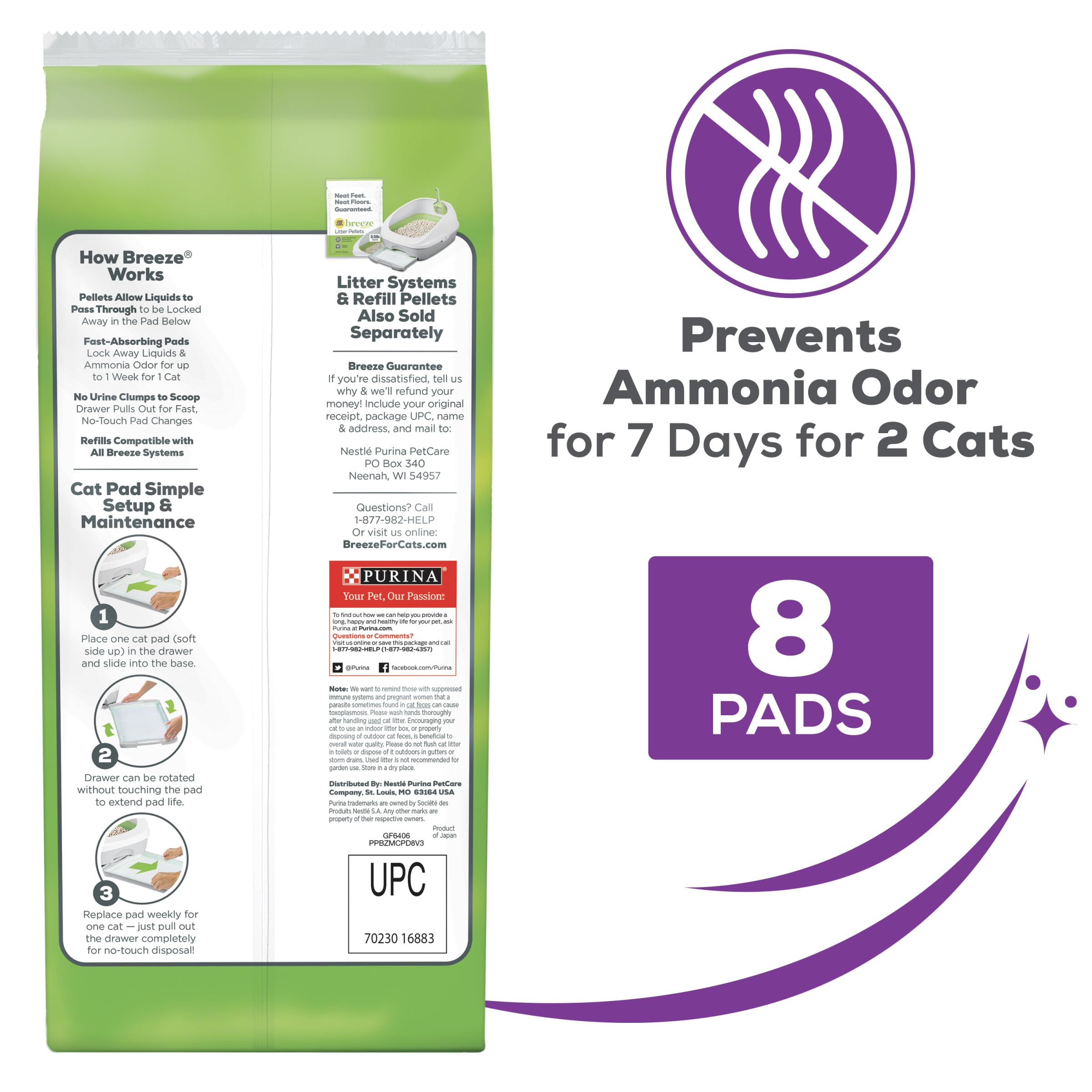 Purina Tidy Cats Cat Litter Breeze Pads Refill Pack Multi Cat Litter Pads - 8 ct. Bags-UPStoxs