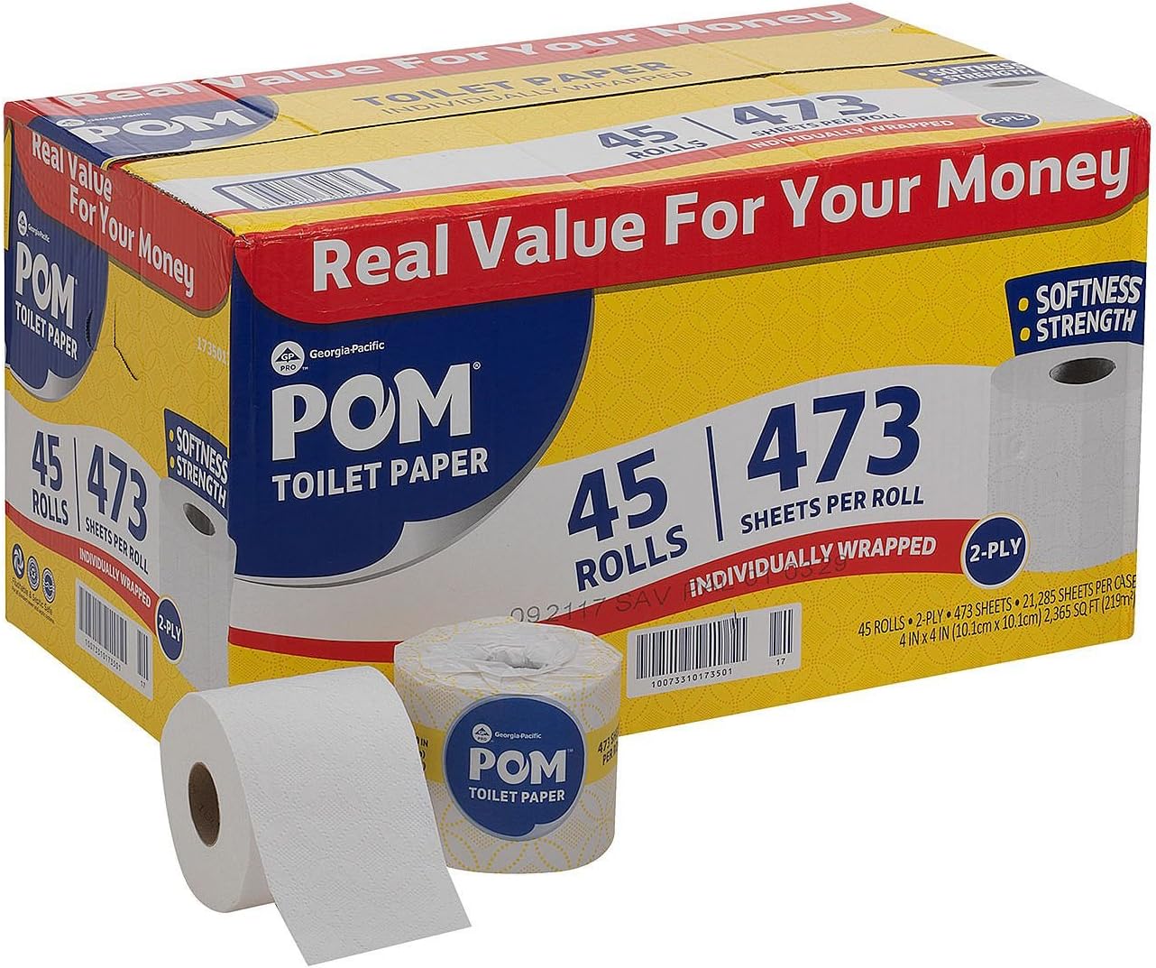 POM 2-Ply Toilet Paper 473 sheets/roll, 45 rolls