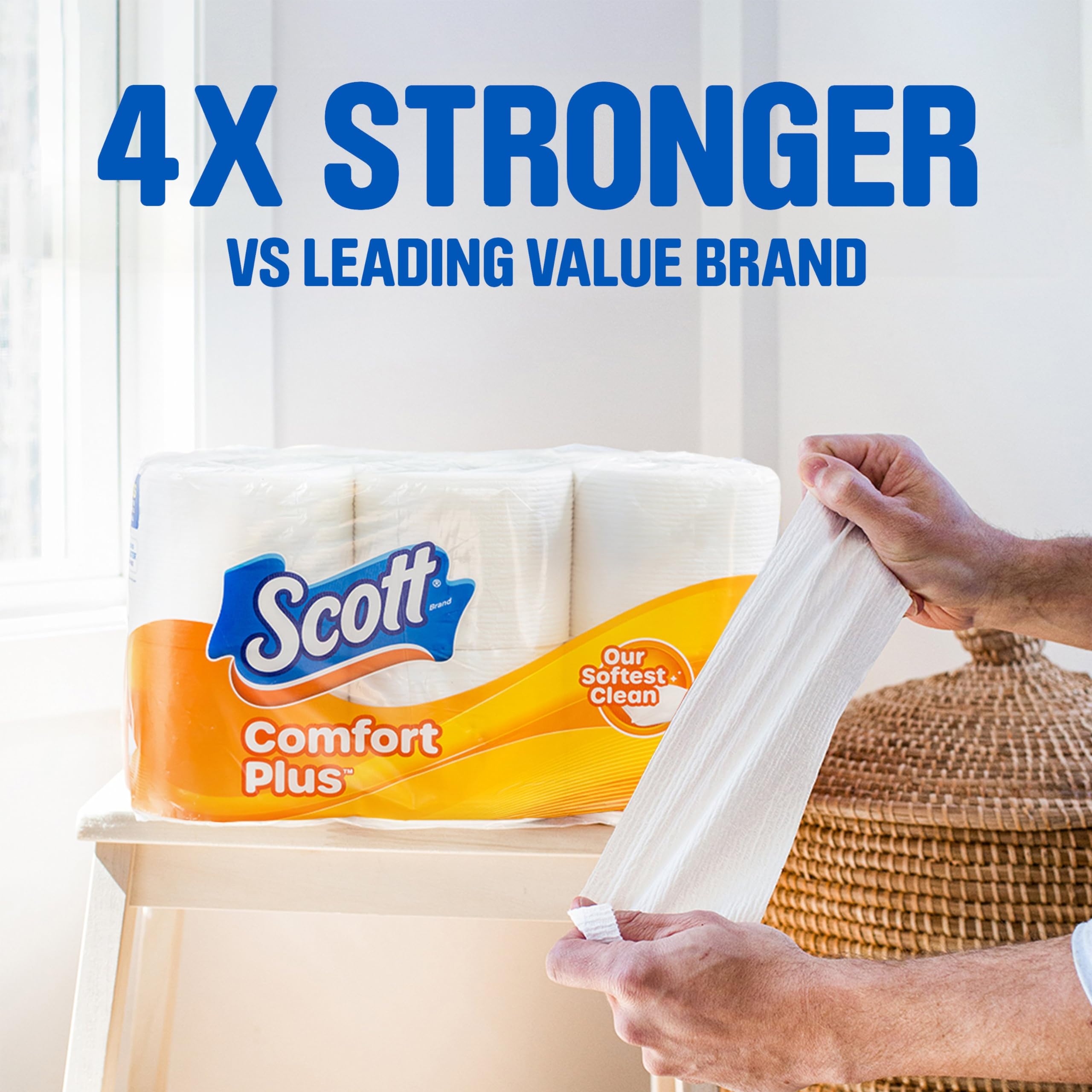 Scott ComfortPlus Toilet Paper, 36 Mega Rolls (2 Packs of 18), 425 Sheets per Roll, Septic-Safe, 1-Ply Toilet Tissue-UPStoxs