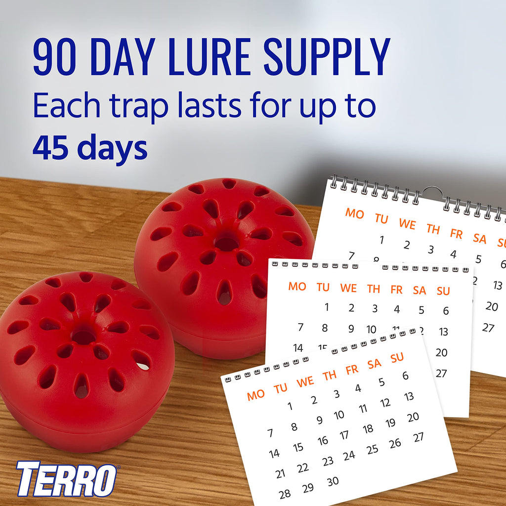 TERRO T2503-3 Ready-to-Use Indoor Fruit Fly Trap with Built in Window - 6 Traps + 270 day Lure Supply-UPStoxs
