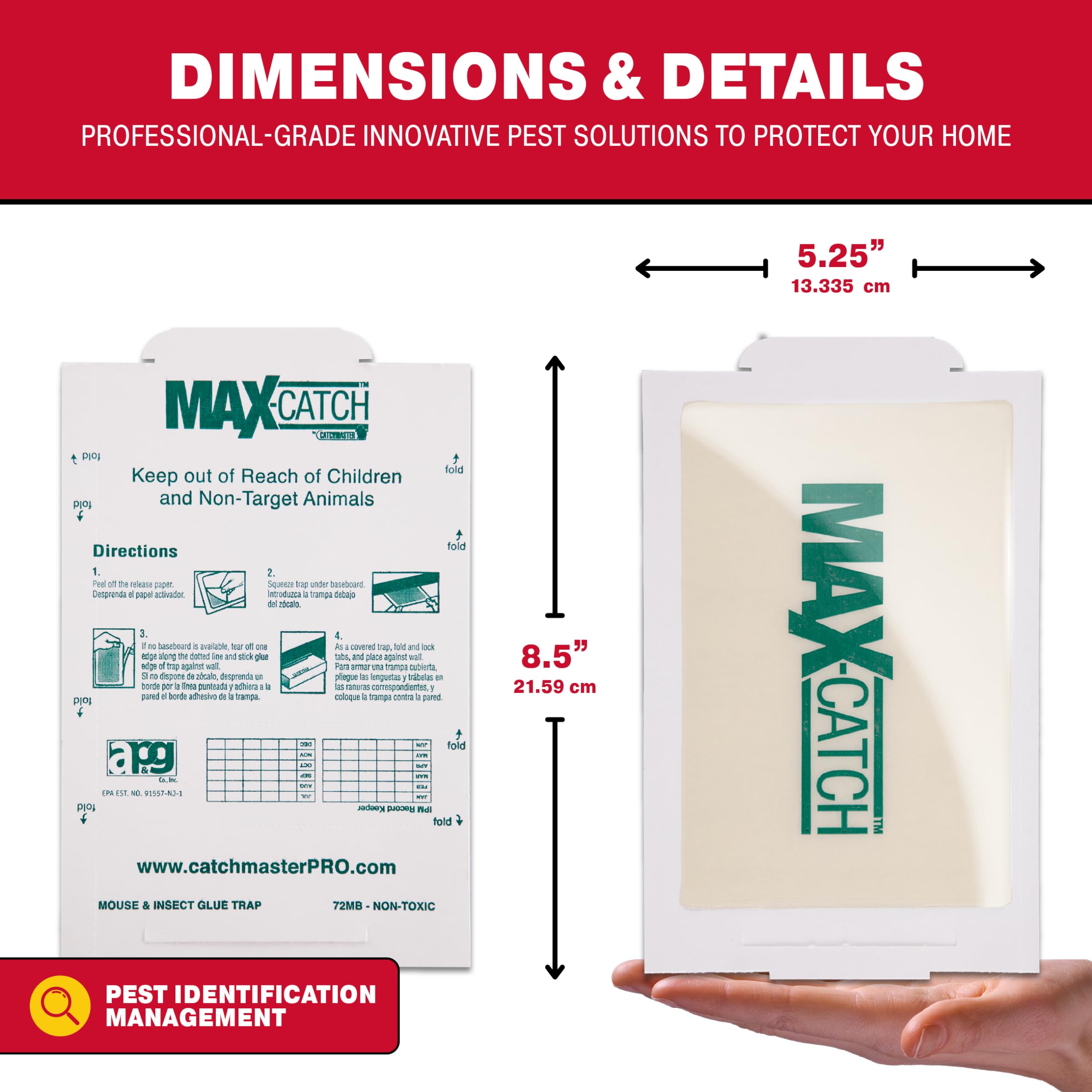 Catchmaster Max-Catch Mouse & Insect Glue Trap 72pk, Mouse Traps Indoor for Home, Sticky Pest Control Adhesive Tray for Catching Bugs, Rats & Rodents, Non Toxic Bulk Pre-Baited Glue Boards-UPStoxs
