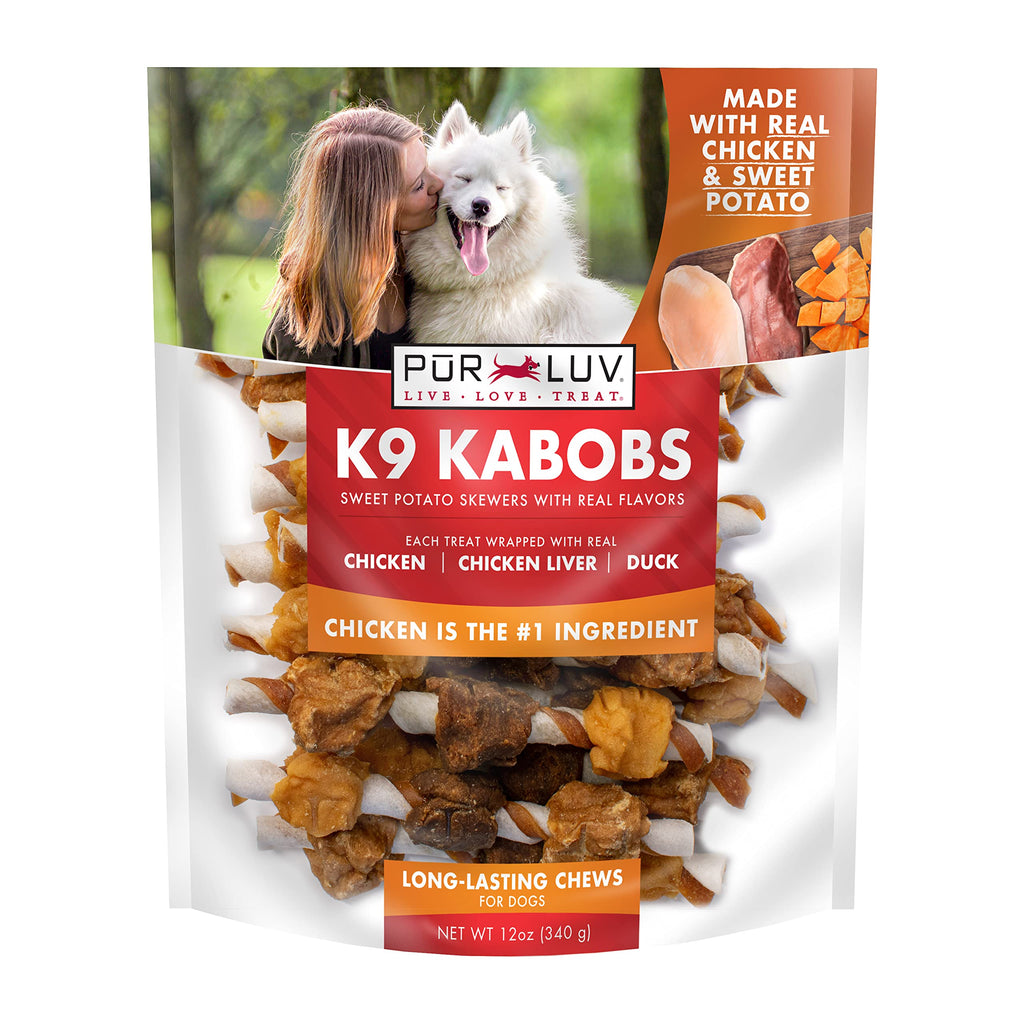 Pur Luv K9 Kabob Real Chicken, Duck, and Sweet Potato Dog Treats, Made with Real Chicken and Sweet Potato, Healthy, Easily Digestible, Long Lasting, and High Protein Dog Treat, 48 oz-UPStoxs