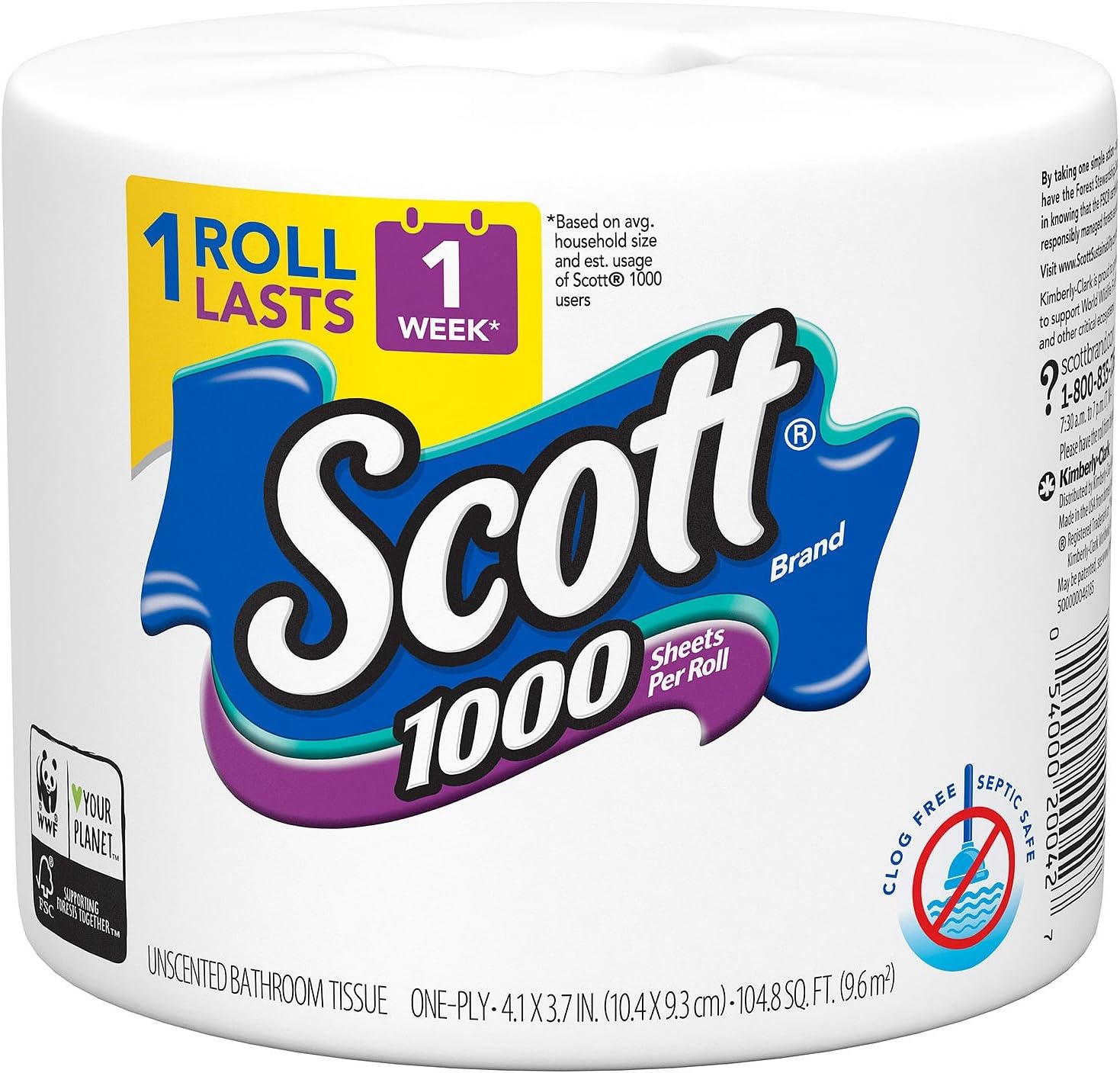 Scott 1000 Toilet Paper 1,000 sheets/roll, 45 rolls
