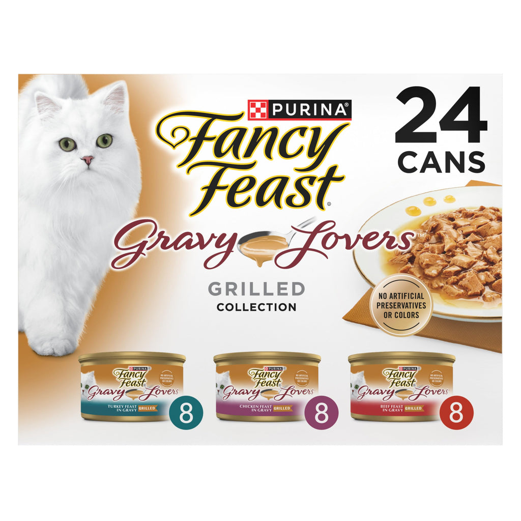 Purina Fancy Feast Gravy Lovers Poultry and Beef Grilled Gourmet Wet Cat Food Variety Pack - 3 Ounce (Pack of 24)-UPStoxs