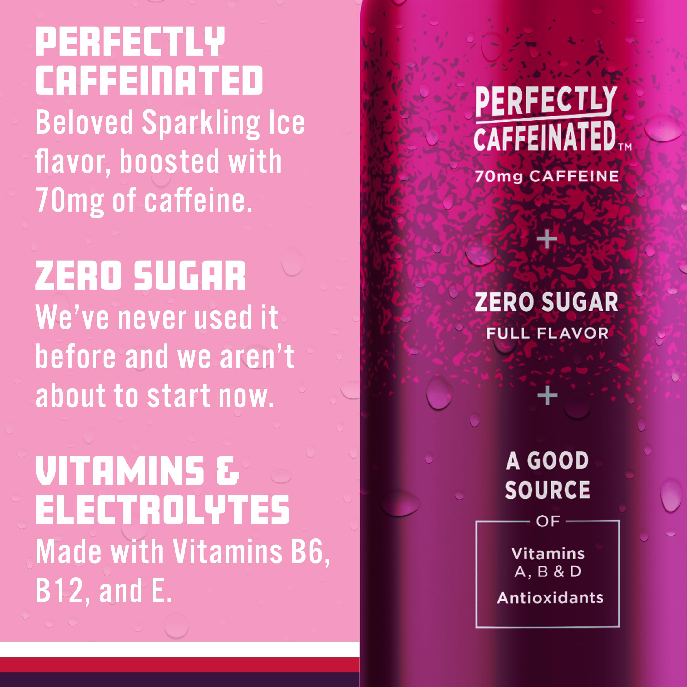 Sparkling Ice +Caffeine Black Raspberry Sparkling Water with Caffeine, Zero Sugar, with Antioxidants and Vitamins,16 fl oz Cans (Pack Of 12)-UPStoxs