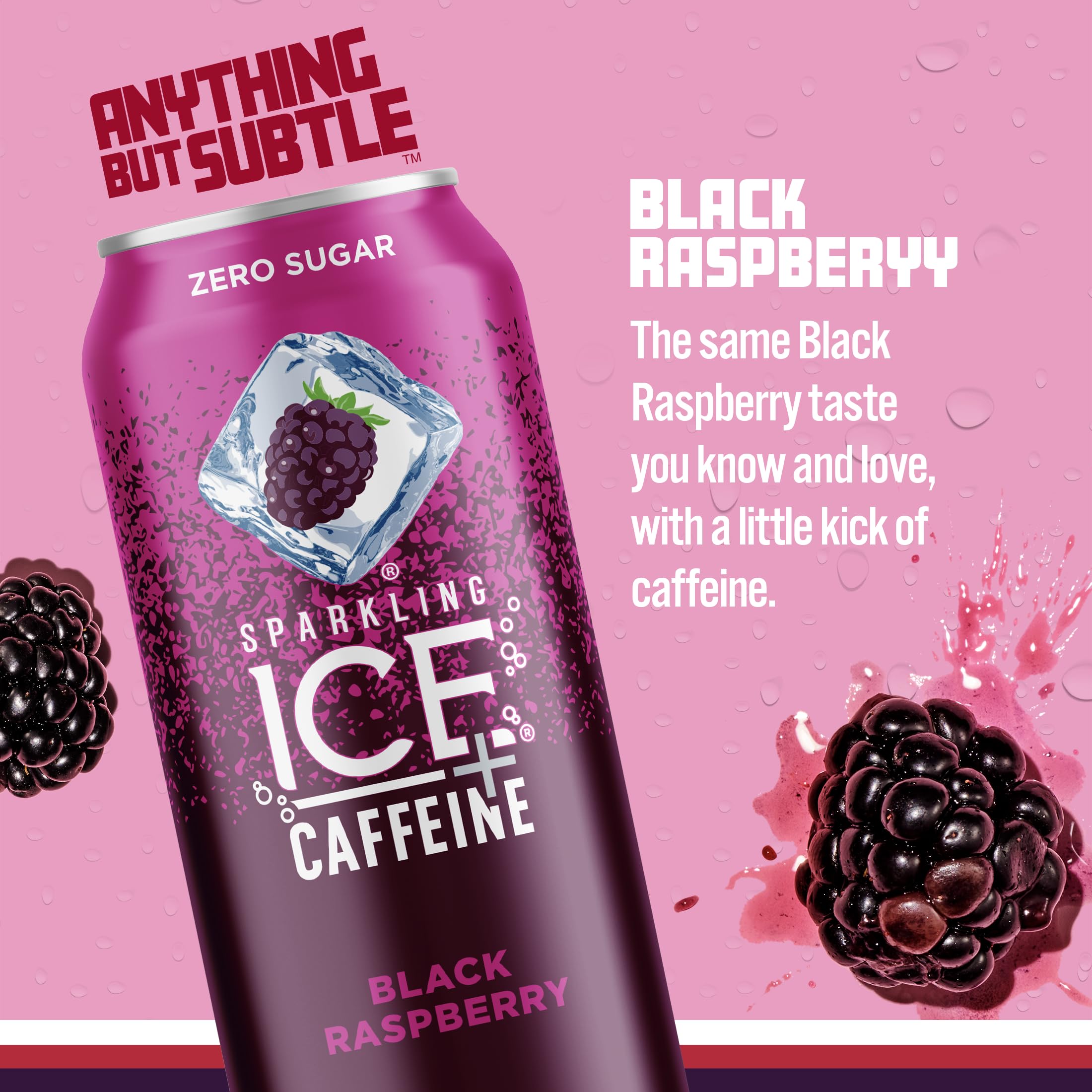 Sparkling Ice +Caffeine Black Raspberry Sparkling Water with Caffeine, Zero Sugar, with Antioxidants and Vitamins,16 fl oz Cans (Pack Of 12)-UPStoxs