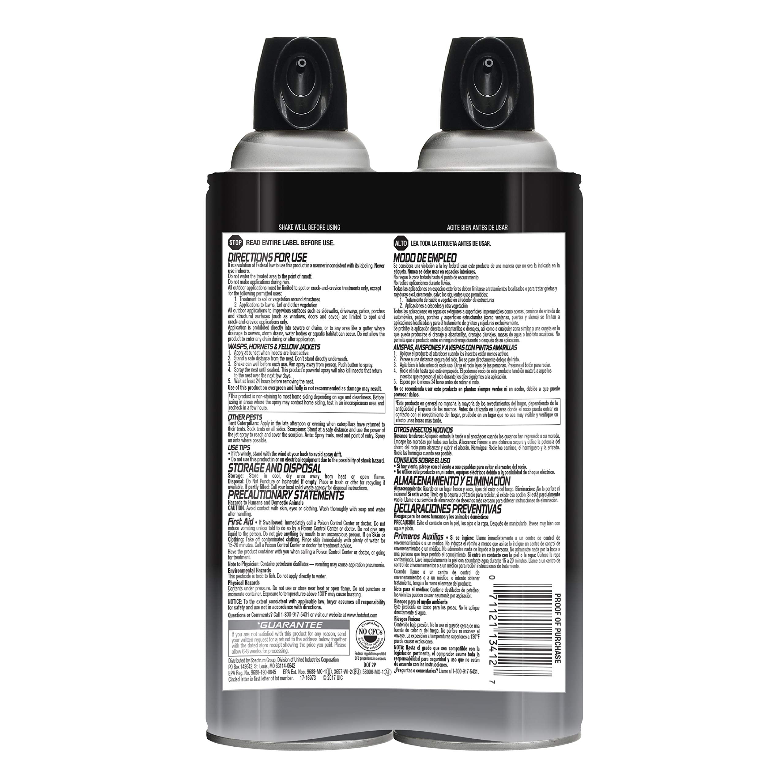 Hot Shot Wasp & Hornet Killer Spray, For Insects Eliminates the Nest, Sprays Up To 27 Feet, 14 fl Ounce, 2 Pack-UPStoxs