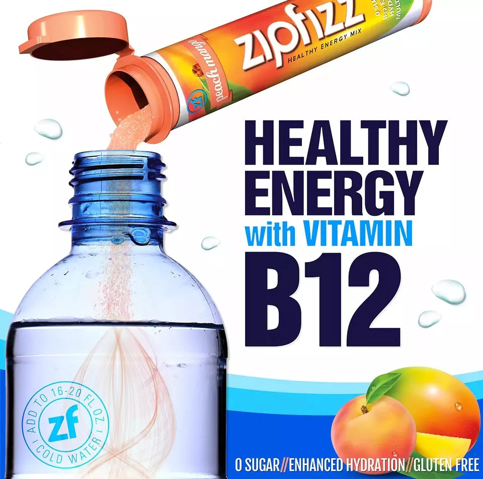 Zipfizz Energy Drink Mix, Peach Mango 20 ct.