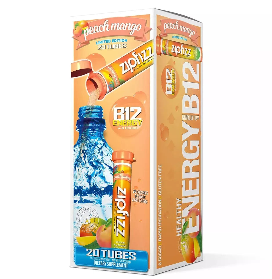 Zipfizz Energy Drink Mix, Peach Mango 20 ct.
